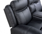 Picture of Black Leatherette Manual Sofa, Loveseat and Recliner