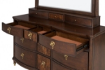 Picture of Dark Cherry Dresser and Mirror with Gold-Capped Legs