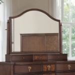Picture of Dark Cherry Dresser and Mirror with Gold-Capped Legs