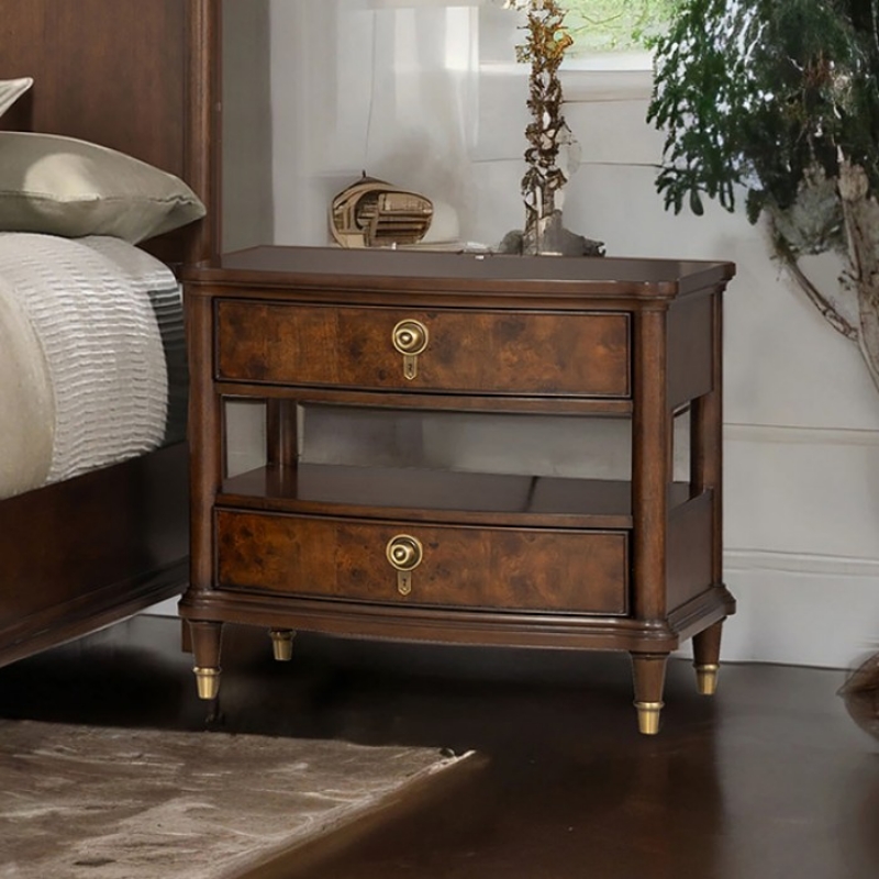 Picture of Dark Cherry Night stand with Gold-Capped Legs