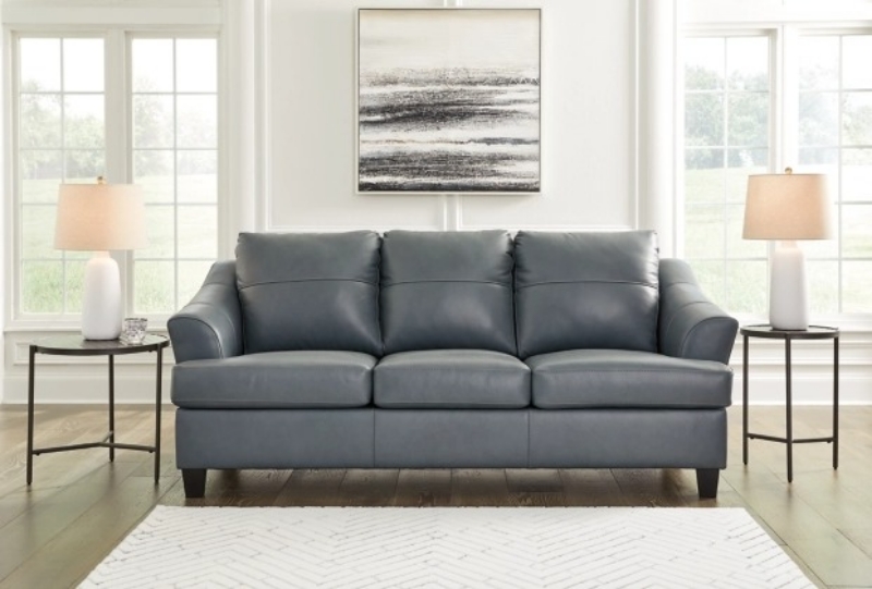 Picture of Genuine Leather Coconut Grey Sofa, Loveseat and Chair