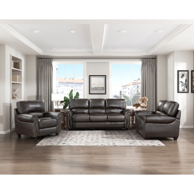 Show details for Genuine Leather Sofa, Loveseat and Chair Picture of Genuine Leather Sofa, Loveseat and Chair