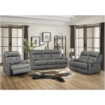 Picture of Dark Gray genuine leather Sofa, Loveseat and Recliner