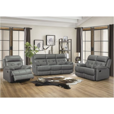 Show details for Dark Gray genuine leather Sofa, Loveseat and Recliner Picture of Dark Gray genuine leather Sofa, Loveseat and Recliner