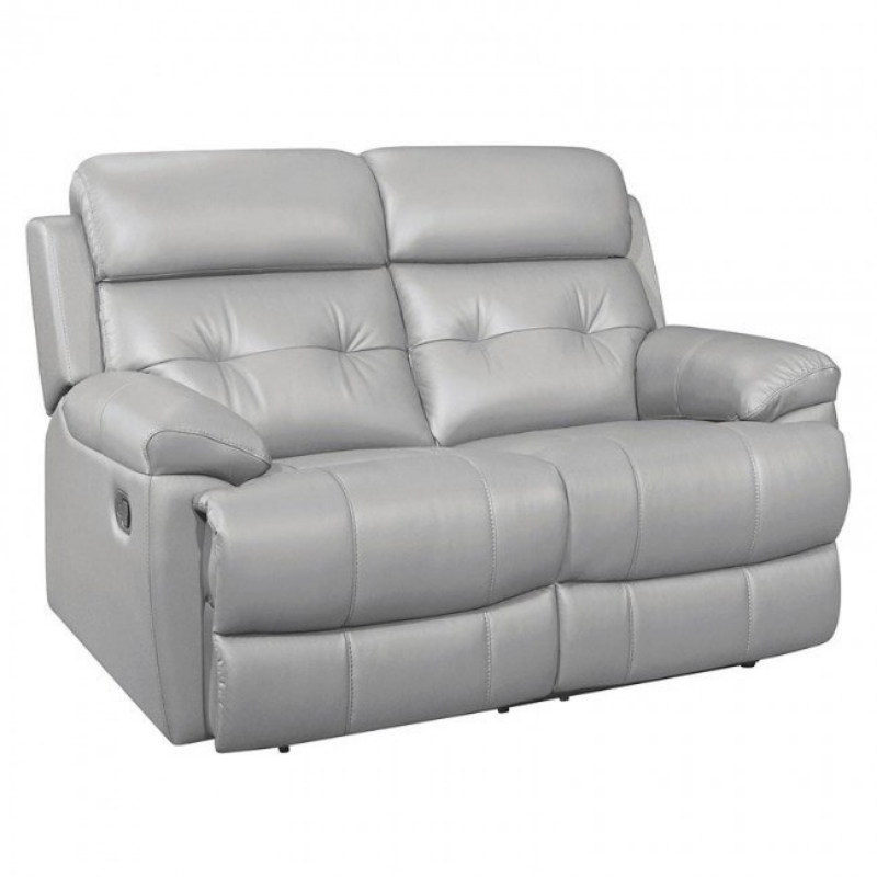 Picture of Silver genuine leather loveseat