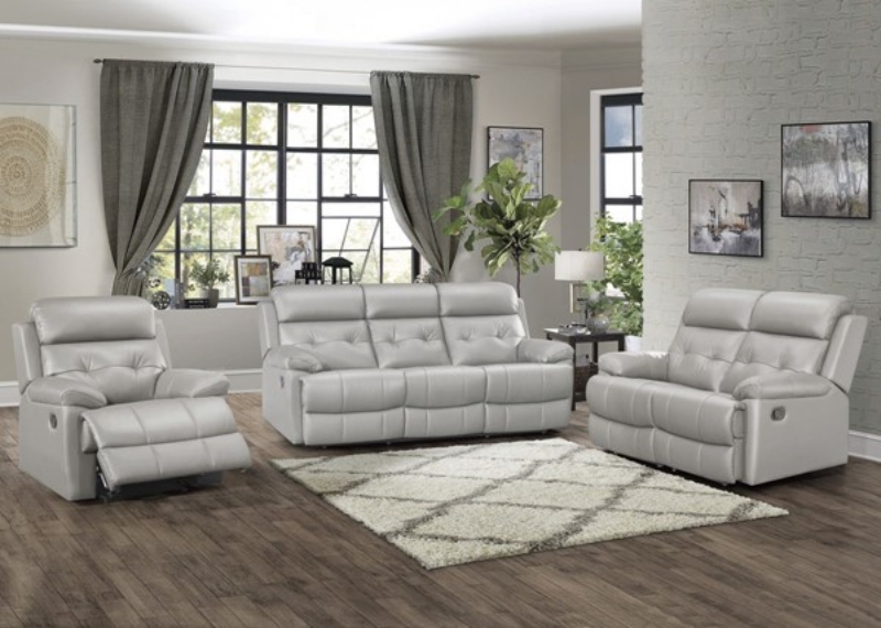 Picture of Sliver genuine leather Sofa and Loveseat