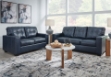 Picture of Navy Genuine Leather Sofa, Loveseat and Chair
