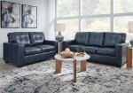 Picture of Navy Genuine Leather Sofa, Loveseat and Chair