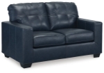 Picture of Navy Genuine Leather Sofa, Loveseat and Chair