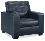 Picture of Navy Genuine Leather Sofa, Loveseat and Chair