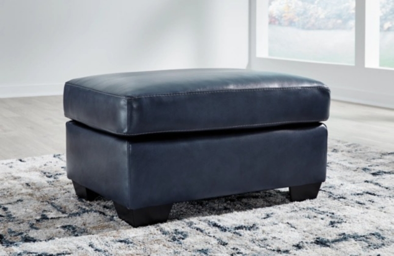Picture of Navy Genuine Leather Ottoman