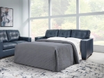 Picture of Navy Genuine Leather Queen Sofa Sleeper