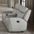 Picture of Genuine Leather Light Grey Reclining Loveseat