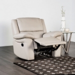Picture of Genuine leather Manual Reclining Beige Sofa, Loveseat and Chair