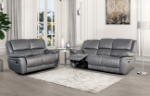 Picture of Genuine leather Manual Reclining Grey Sofa, Loveseat and Chair