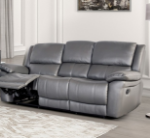 Picture of Genuine leather Manual Reclining Grey Sofa, Loveseat and Chair