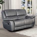 Picture of Genuine leather Manual Reclining Grey Sofa, Loveseat and Chair