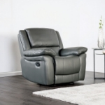 Picture of Genuine leather Manual Reclining Grey Sofa, Loveseat and Chair