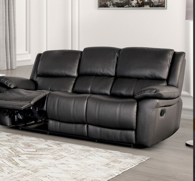 Picture of Genuine leather Manual Reclining Black Sofa