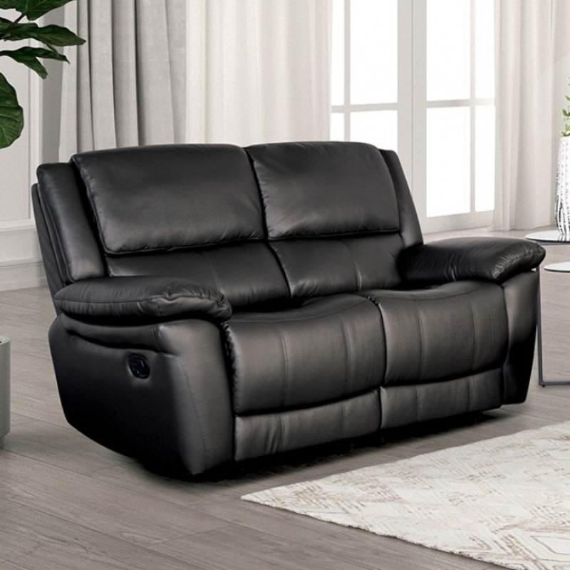 Picture of Genuine leather Manual Reclining Black Loveseat