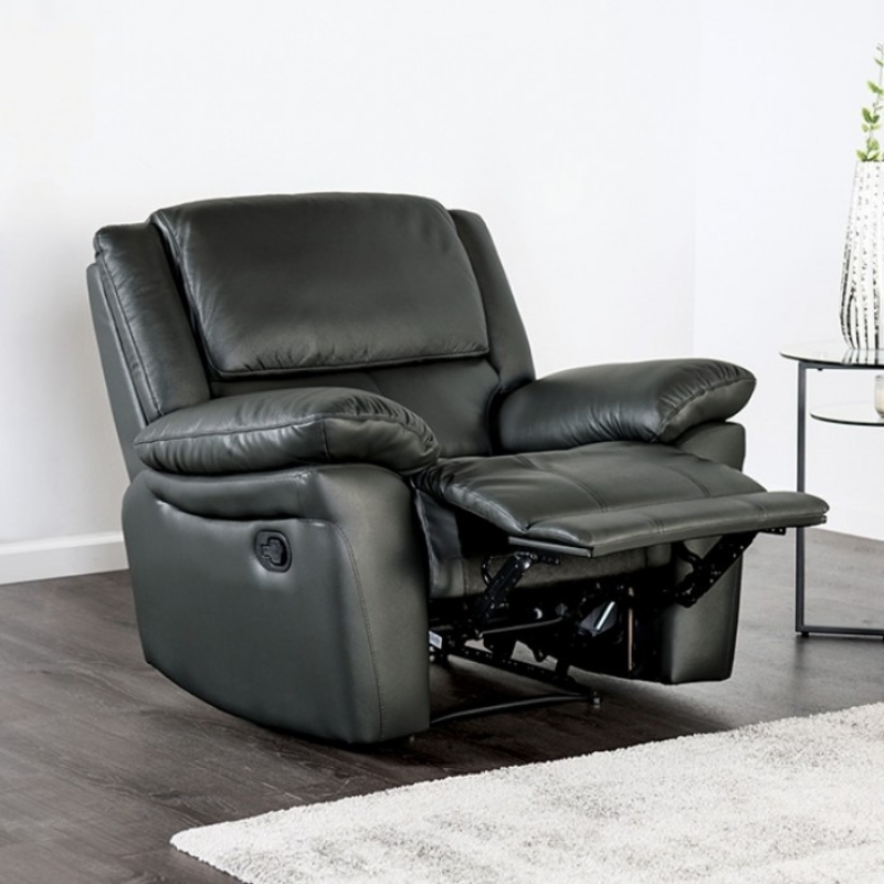 Picture of Genuine leather Manual Reclining Black Chair