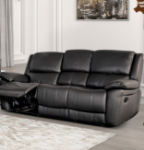 Picture of Genuine leather Manual Reclining Black Sofa, Loveseat and Chair