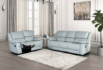 Picture of Genuine leather Manual Reclining Blue Sofa