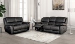 Picture of Genuine leather Manual Reclining Black Loveseat