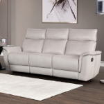 Picture of Genuine Leather Manual Reclining Taupe Sofa