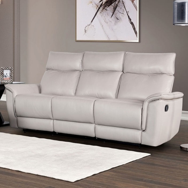 Picture of Genuine Leather Manual Reclining Taupe Sofa