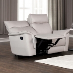 Picture of Genuine Leather Manual Reclining Taupe Sofa, Loveseat and Chair