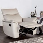 Picture of Genuine Leather Manual Reclining Taupe Sofa, Loveseat and Chair
