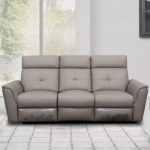 Picture of Top grain Genuine Leather Taupe Reclining Sofa