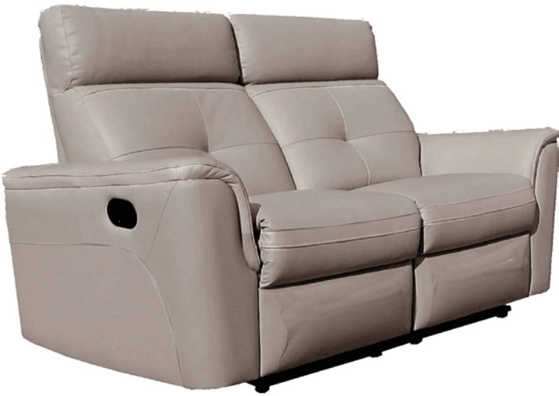 Picture of Top grain Genuine Leather Manual Recliner Light Grey Loveseat