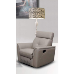 Picture of Top grain Genuine Leather Manual Recliner Light Grey Chair