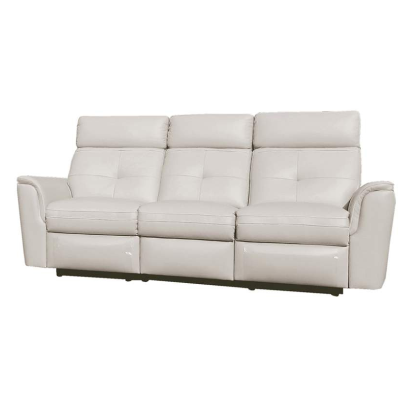 Picture of Top grain Genuine Leather Manual Recliner White Sofa