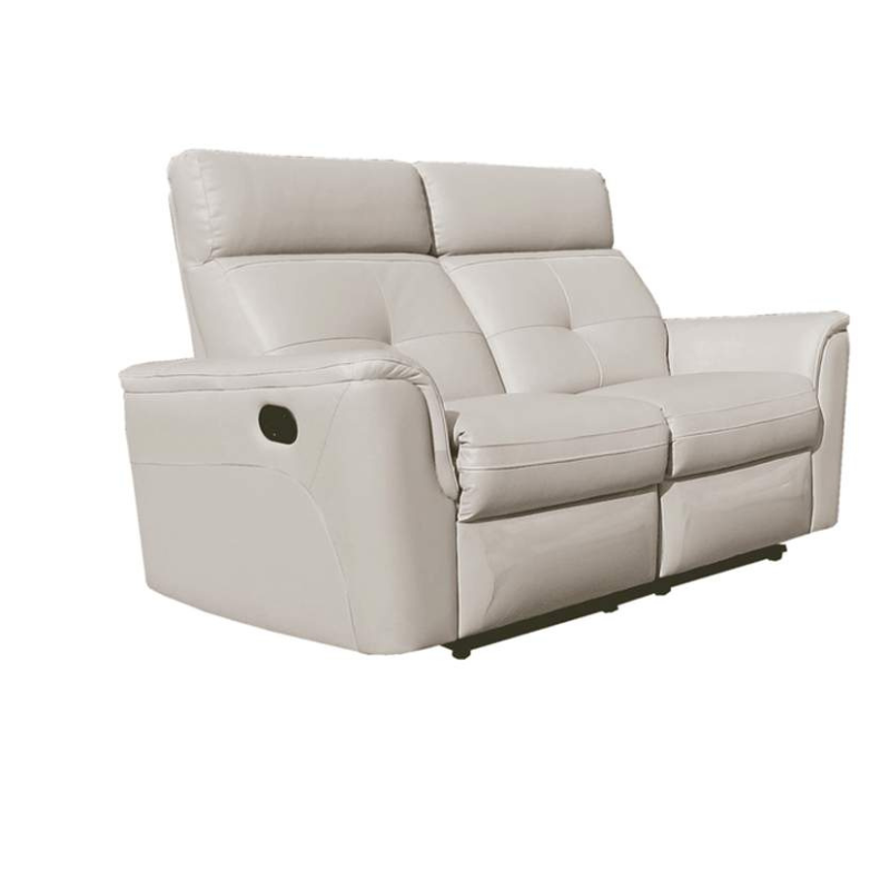 Picture of Top grain Genuine Leather Manual Recliner White Loveseat