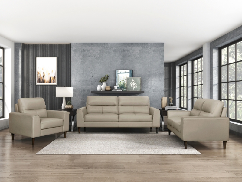 Picture of Genuine Leather Latte Sofa, Loveseat, Chair