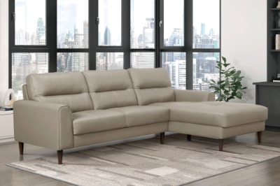 Show details for Genuine Leather Latte Sectional with Right Chaise Picture of Genuine Leather Latte Sectional with Right Chaise