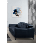 Picture of Genuine Leather Navy Blue Loveseat