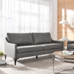 Picture of Genuine Leather Gray Sofa, Loveseat and Chair