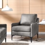 Picture of Genuine Leather Gray Sofa, Loveseat and Chair