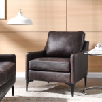 Picture of Genuine Leather Brown Sofa, Loveseat and Chair