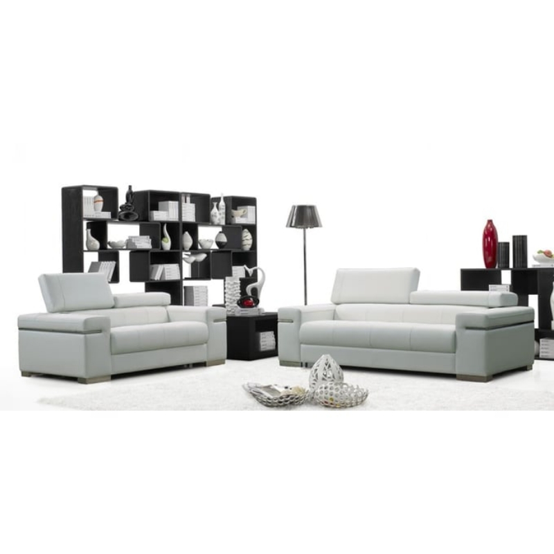 Picture of Genuine Leather White Sofa and Loveseat