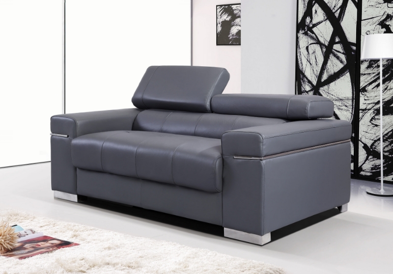 Picture of Genuine Leather Grey Loveseat