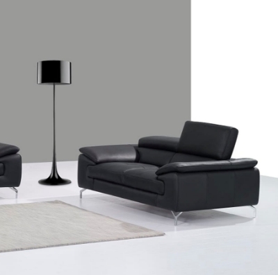 Show details for Genuine Leather Black Loveseat Picture of Genuine Leather Black Loveseat