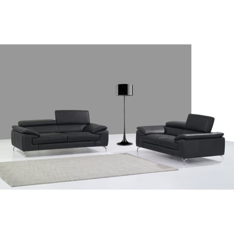 Picture of Genuine Leather Black Sofa and Loveseat