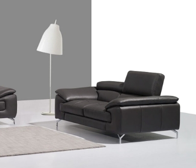 Show details for Genuine Leather Grey Loveseat Picture of Genuine Leather Grey Loveseat