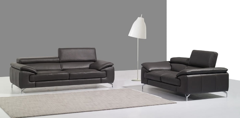 Picture of Genuine Leather Grey Sofa and Loveseat