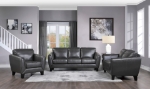 Picture of Genuine leather Black Sofa, Loveseat and Chair